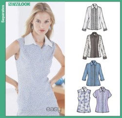 6217 NL SMART COLLAR BUTTON BLOUSE SLEEVES OR NOT PATTERN 8-18